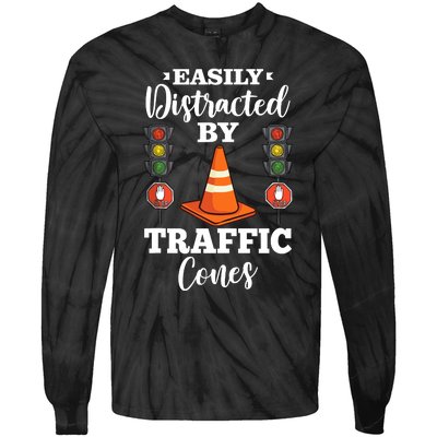 Traffic Cone Road Sign Safety Pylons Tie-Dye Long Sleeve Shirt