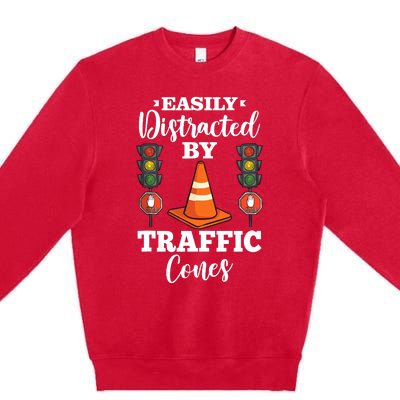 Traffic Cone Road Sign Safety Pylons Premium Crewneck Sweatshirt