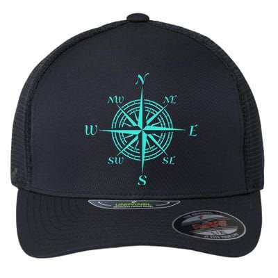 Turquoise Compass Rose Flexfit Unipanel Trucker Cap