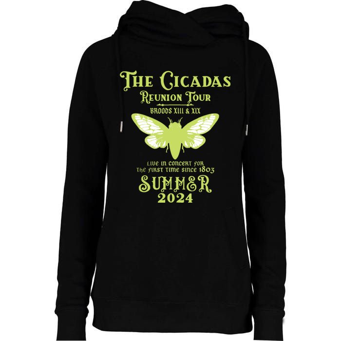 The Cicada Reunion U.S 2024 Cicada Concert Fest Lover Womens Funnel Neck Pullover Hood