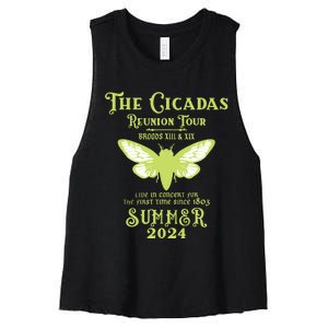 The Cicada Reunion U.S 2024 Cicada Concert Fest Lover Women's Racerback Cropped Tank