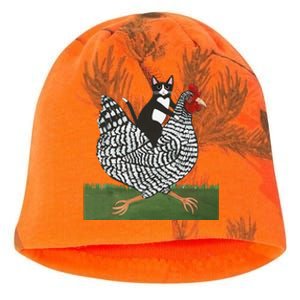 Tuxedo Cat Riding A Chicken Gift Kati - Camo Knit Beanie