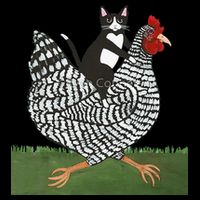 Tuxedo Cat Riding A Chicken Flat Bill Trucker Hat