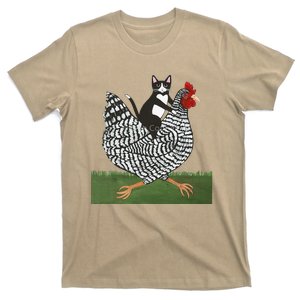 Tuxedo Cat Riding A Chicken T-Shirt