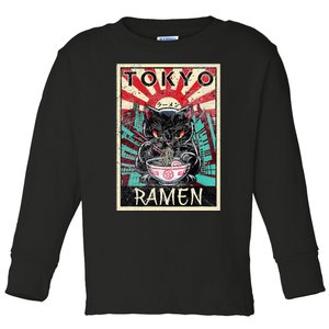 Tokyo Cat Ramen Noodles Kawaii Japanese Asian Food Lover Toddler Long Sleeve Shirt