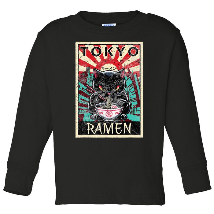 Tokyo Cat Ramen Noodles Kawaii Japanese Asian Food Lover Toddler Long Sleeve Shirt