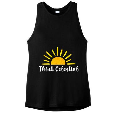 Think Celestial Retro Sunshine Quoes Ladies PosiCharge Tri-Blend Wicking Tank
