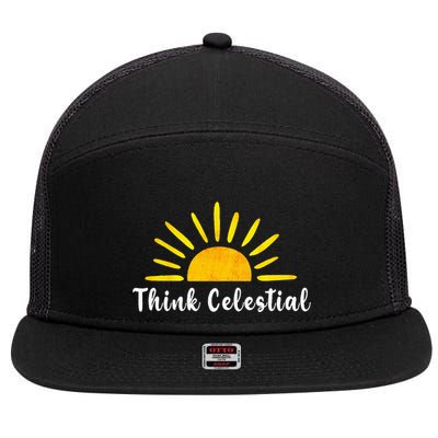Think Celestial Retro Sunshine Quoes 7 Panel Mesh Trucker Snapback Hat