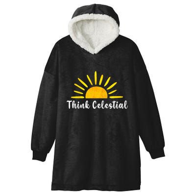 Think Celestial Retro Sunshine Quoes Hooded Wearable Blanket