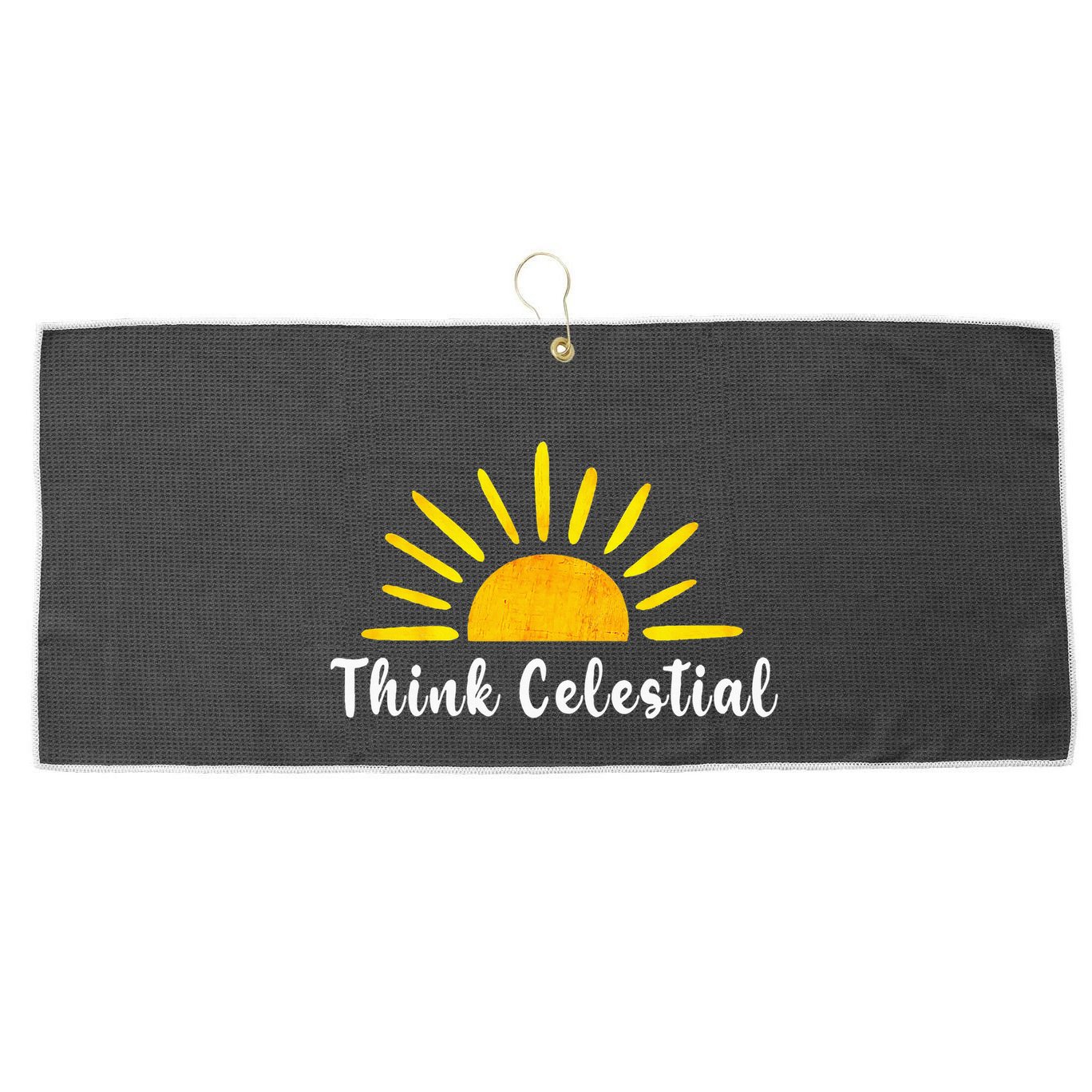 Think Celestial Retro Sunshine Quoes Large Microfiber Waffle Golf Towel