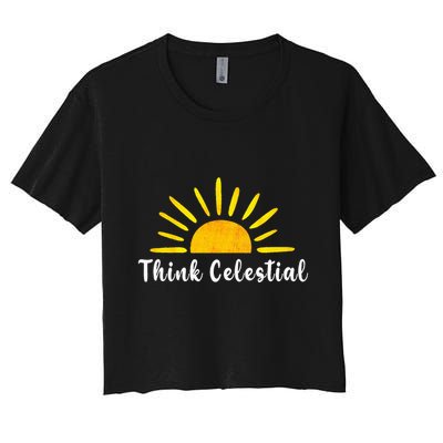 Think Celestial Retro Sunshine Quoes Crop Top
