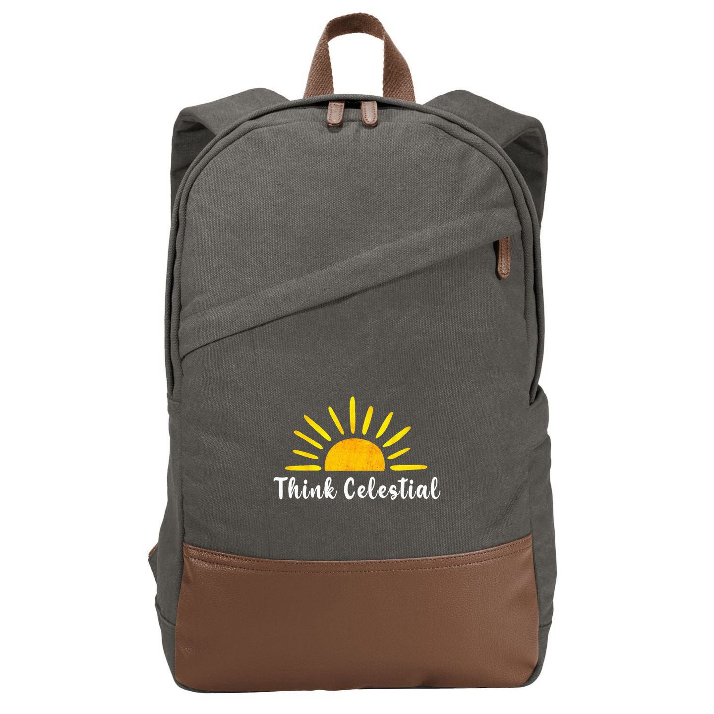Think Celestial Retro Sunshine Quoes Cotton Canvas Backpack