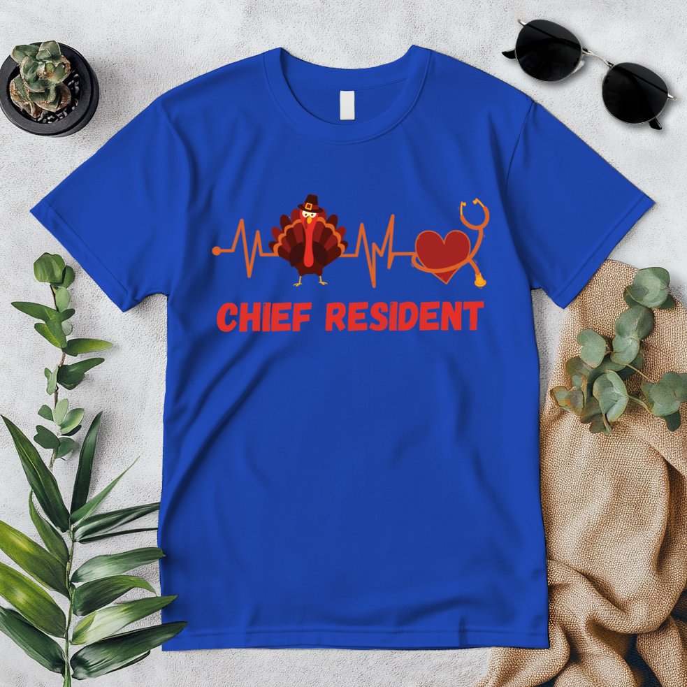 Thanksgiving Chief Resident Heartbeat Stethoscope Doctor Gift Premium T-Shirt