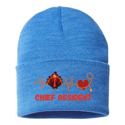 Thanksgiving Chief Resident Heartbeat Stethoscope Doctor Gift Sustainable Knit Beanie