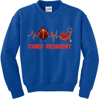 Thanksgiving Chief Resident Heartbeat Stethoscope Doctor Gift Kids Sweatshirt