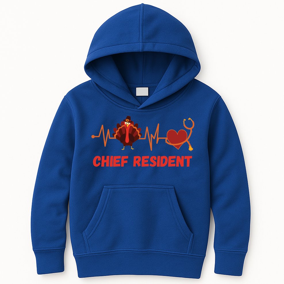 Thanksgiving Chief Resident Heartbeat Stethoscope Doctor Gift Kids Hoodie