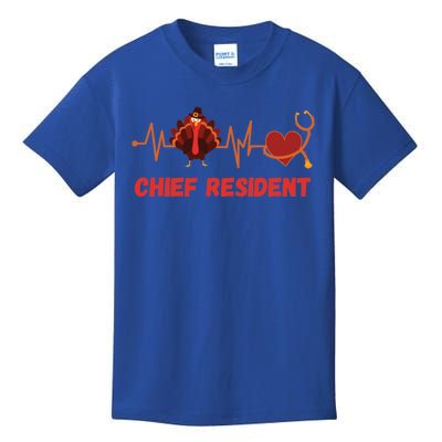 Thanksgiving Chief Resident Heartbeat Stethoscope Doctor Gift Kids T-Shirt