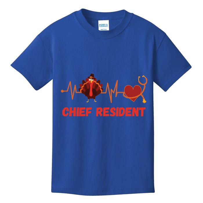 Thanksgiving Chief Resident Heartbeat Stethoscope Doctor Gift Kids T-Shirt