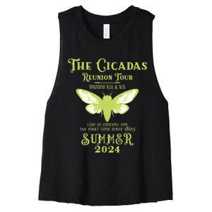 The Cicada Reunion U.S 2024 Cicada Concert Fest Lover Women's Racerback Cropped Tank