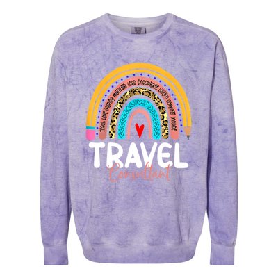 Travel Consultant Rainbow Leopard Travel And Tourism Work Gift Colorblast Crewneck Sweatshirt