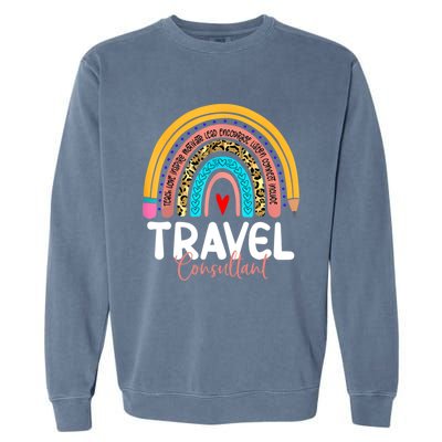 Travel Consultant Rainbow Leopard Travel And Tourism Work Gift Garment-Dyed Sweatshirt