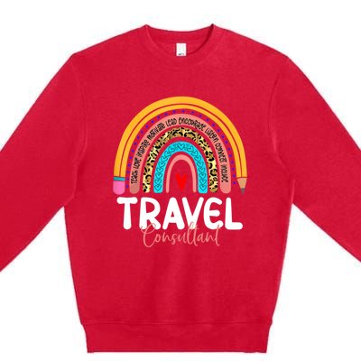 Travel Consultant Rainbow Leopard Travel And Tourism Work Gift Premium Crewneck Sweatshirt