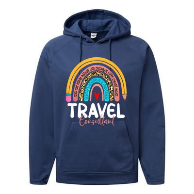 Travel Consultant Rainbow Leopard Travel And Tourism Work Gift Performance Fleece Hoodie