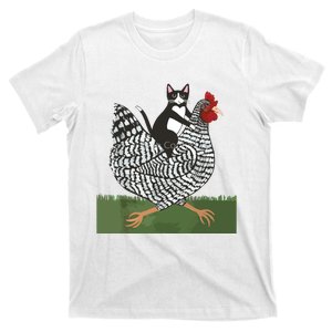 Tuxedo Cat Riding A Chicken T-Shirt