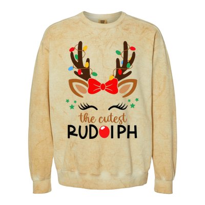 The Cutest Rudolph Reindeer Christmas Pajama Xmas Lights Colorblast Crewneck Sweatshirt