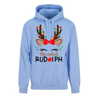 The Cutest Rudolph Reindeer Christmas Pajama Xmas Lights Unisex Surf Hoodie