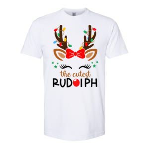 The Cutest Rudolph Reindeer Christmas Pajama Xmas Lights Softstyle CVC T-Shirt