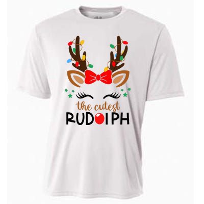 The Cutest Rudolph Reindeer Christmas Pajama Xmas Lights Cooling Performance Crew T-Shirt