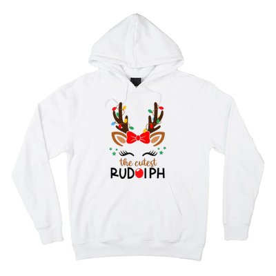 The Cutest Rudolph Reindeer Christmas Pajama Xmas Lights Hoodie