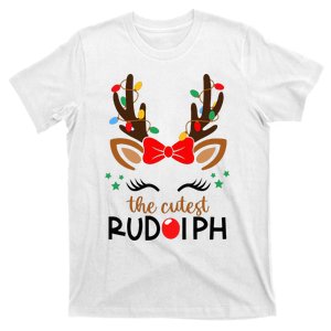 The Cutest Rudolph Reindeer Christmas Pajama Xmas Lights T-Shirt