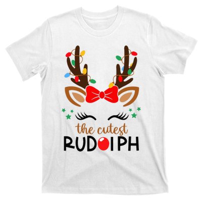 The Cutest Rudolph Reindeer Christmas Pajama Xmas Lights T-Shirt