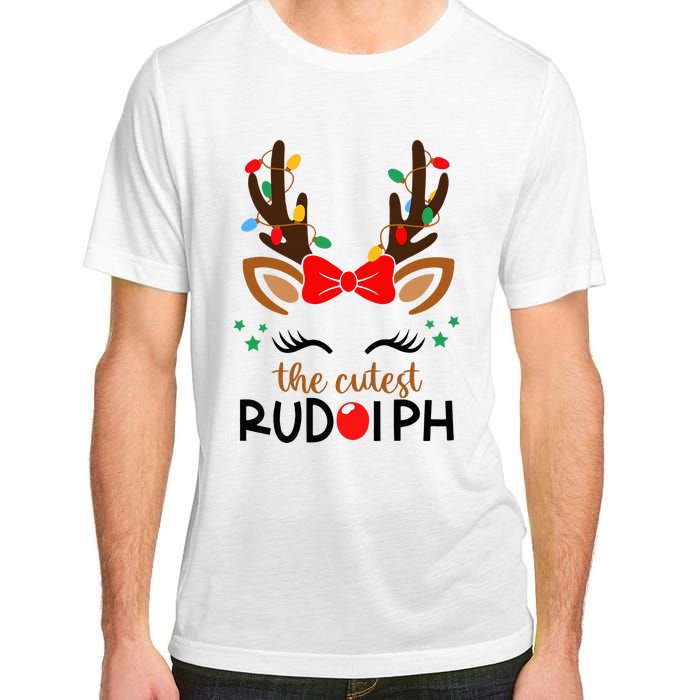 The Cutest Rudolph Reindeer Christmas Pajama Xmas Lights Adult ChromaSoft Performance T-Shirt