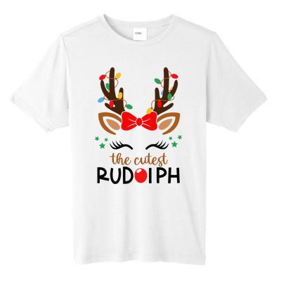 The Cutest Rudolph Reindeer Christmas Pajama Xmas Lights Tall Fusion ChromaSoft Performance T-Shirt