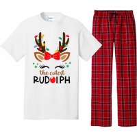 The Cutest Rudolph Reindeer Christmas Pajama Xmas Lights Pajama Set