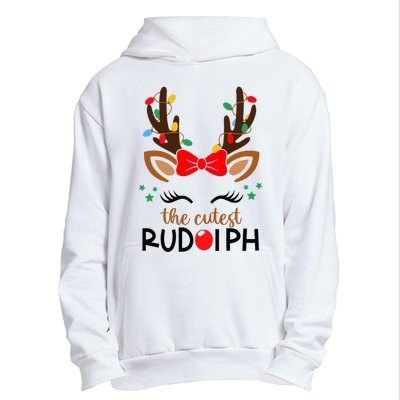 The Cutest Rudolph Reindeer Christmas Pajama Xmas Lights Urban Pullover Hoodie