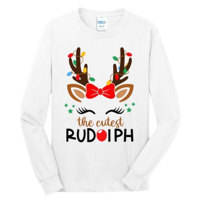 The Cutest Rudolph Reindeer Christmas Pajama Xmas Lights Tall Long Sleeve T-Shirt