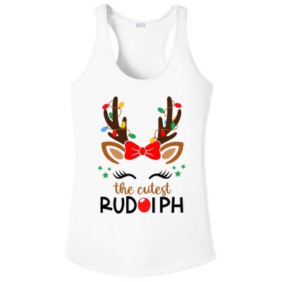 The Cutest Rudolph Reindeer Christmas Pajama Xmas Lights Ladies PosiCharge Competitor Racerback Tank