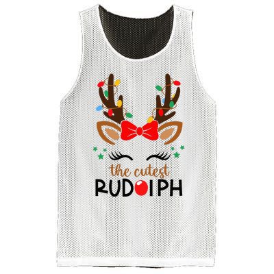 The Cutest Rudolph Reindeer Christmas Pajama Xmas Lights Mesh Reversible Basketball Jersey Tank