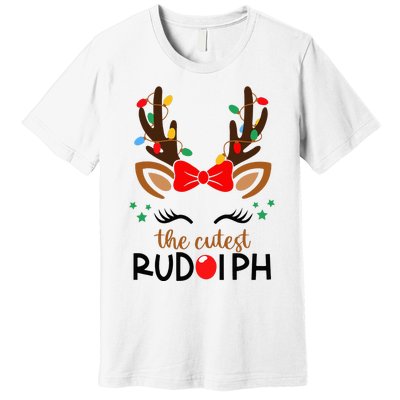 The Cutest Rudolph Reindeer Christmas Pajama Xmas Lights Premium T-Shirt