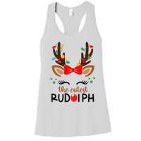 The Cutest Rudolph Reindeer Christmas Pajama Xmas Lights Women's Racerback Tank