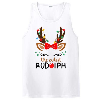 The Cutest Rudolph Reindeer Christmas Pajama Xmas Lights PosiCharge Competitor Tank