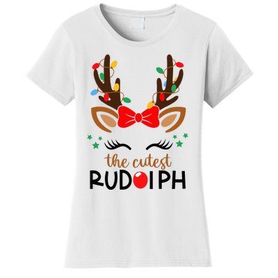 The Cutest Rudolph Reindeer Christmas Pajama Xmas Lights Women's T-Shirt