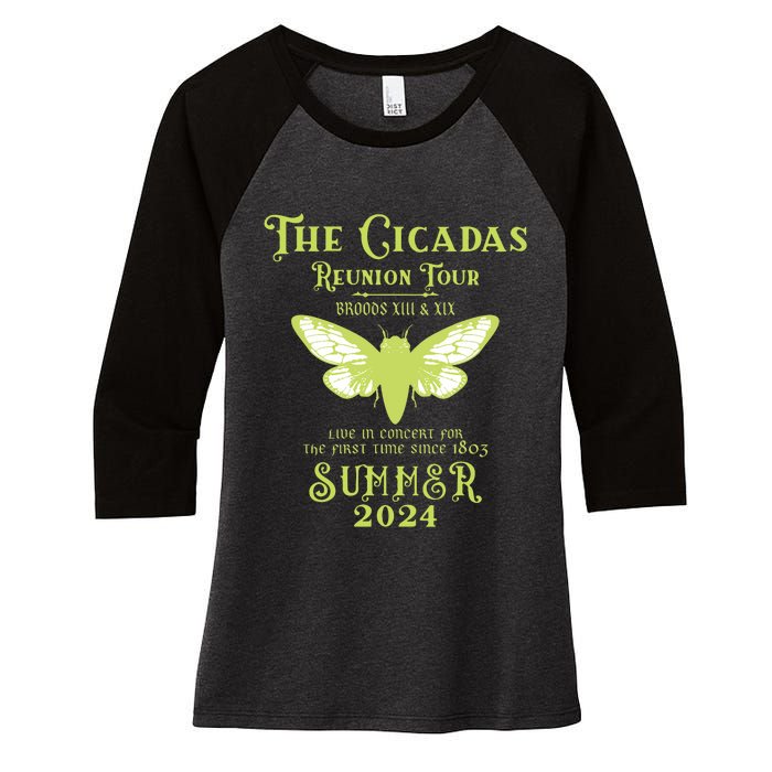 The Cicada Reunion U.S 2024 Cicada Concert Fest Women's Tri-Blend 3/4-Sleeve Raglan Shirt