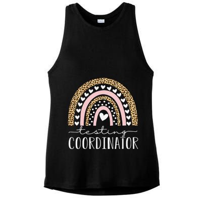Testing Coordinator Rainbow Leopard Test Day Teacher Student Ladies PosiCharge Tri-Blend Wicking Tank
