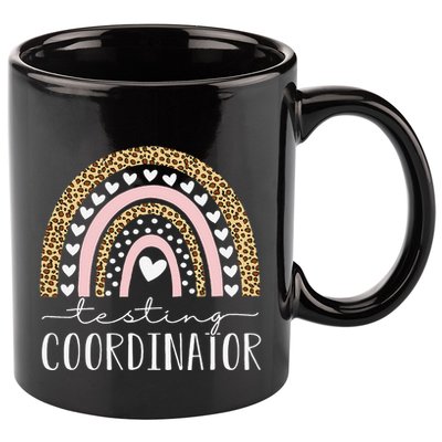 Testing Coordinator Rainbow Leopard Test Day Teacher Student 11oz C Handle Ceramic Mug