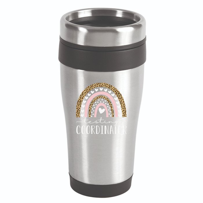 Testing Coordinator Rainbow Leopard Test Day Teacher Student 16oz Travel Tumbler